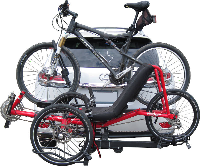 Recumbent trike and bike on SUV trailer hitch